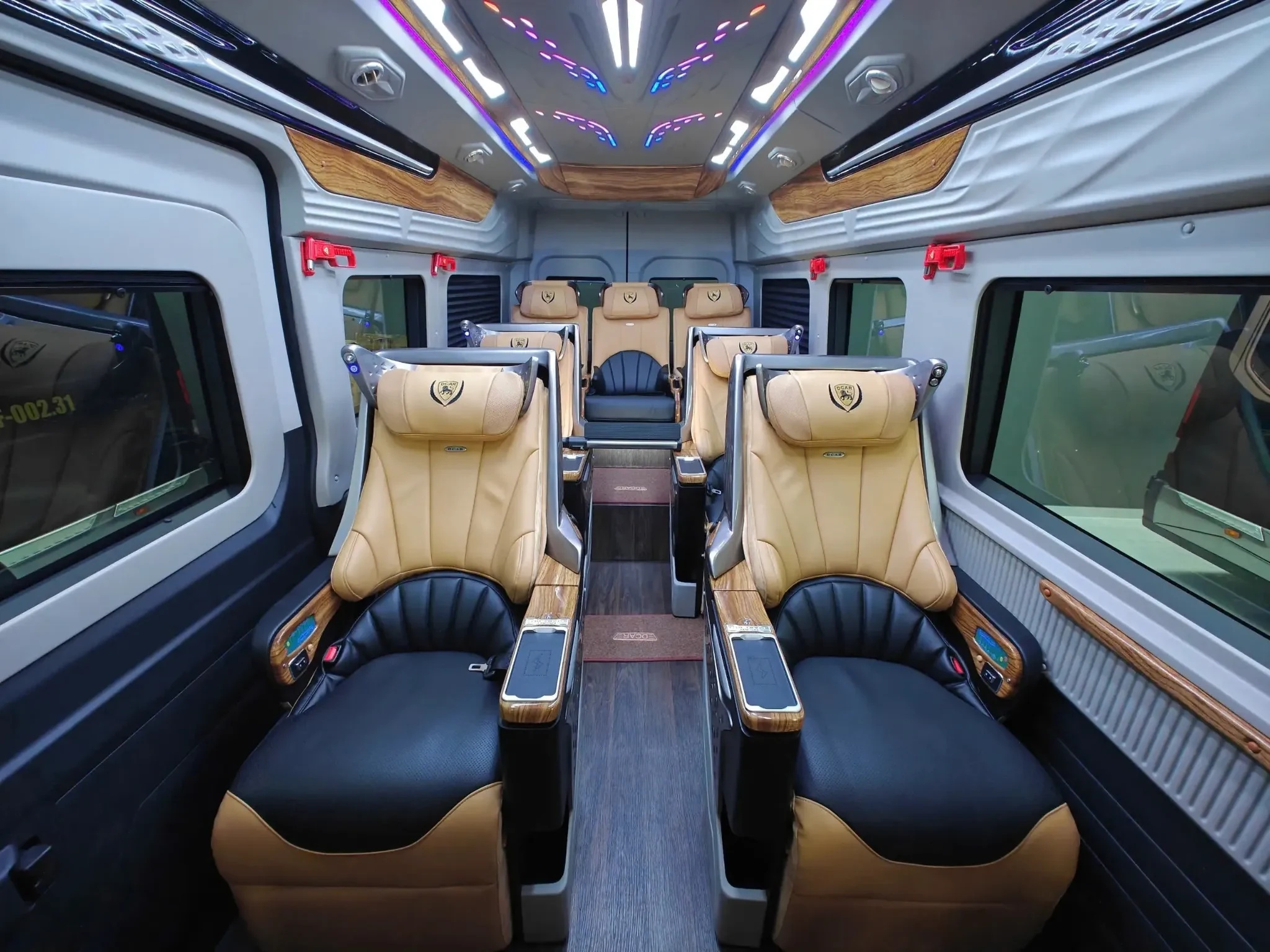 Interior seating of a 9-seat limousine van